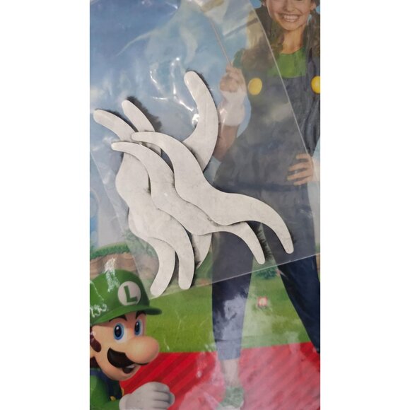 Luigi Girls Costume XL Mario Nintendo Halloween with Mustache Stick Hat Gloves - Picture 13 of 15
